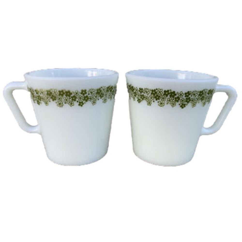 Vintage Crazy Daisy Pyrex set of 2 coffee mugs.